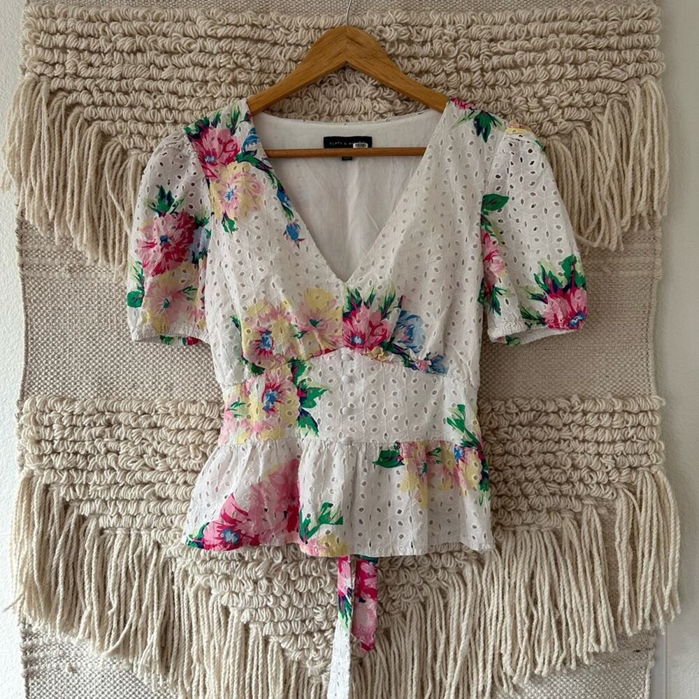 Slate & Willow White Floral Top